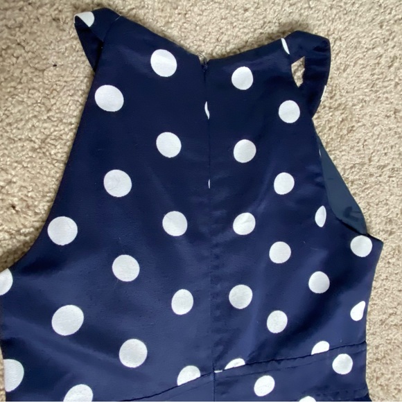 Navy and white polka dot A-line sundress size 10 - Picture 6 of 10